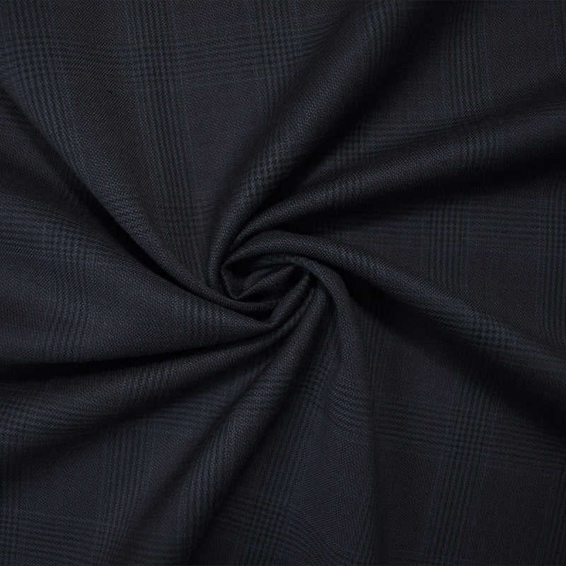 Blue-Black-Brown Wool Rayon Check Plaid Woven Suiting Fabric