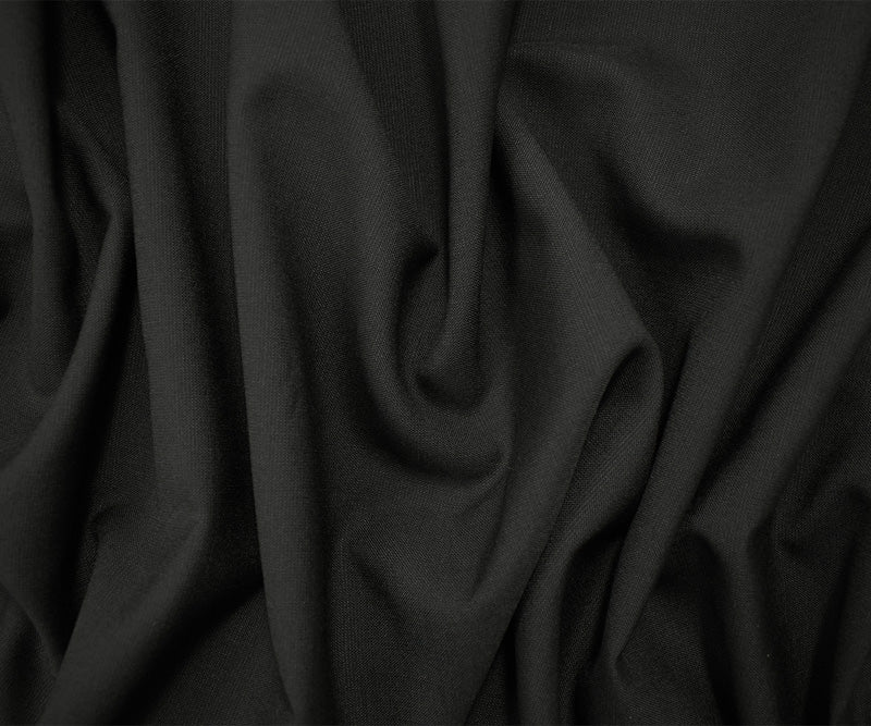 Black Tropical Wool Cotton Solid Woven Shirting Fabric