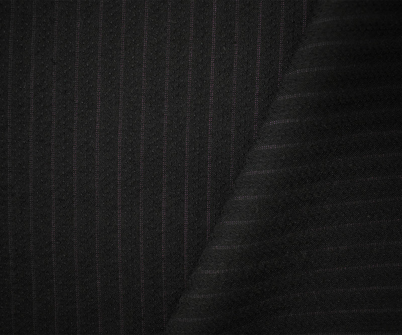 Black-Red Wool Cotton Stripe Dobby Woven Fabric