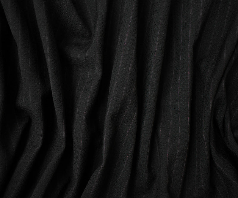 Black-Red Wool Cotton Stripe Dobby Woven Fabric