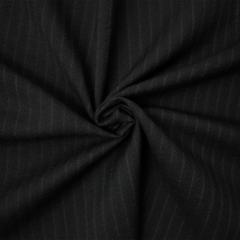 Black-Red Wool Cotton Stripe Dobby Woven Fabric