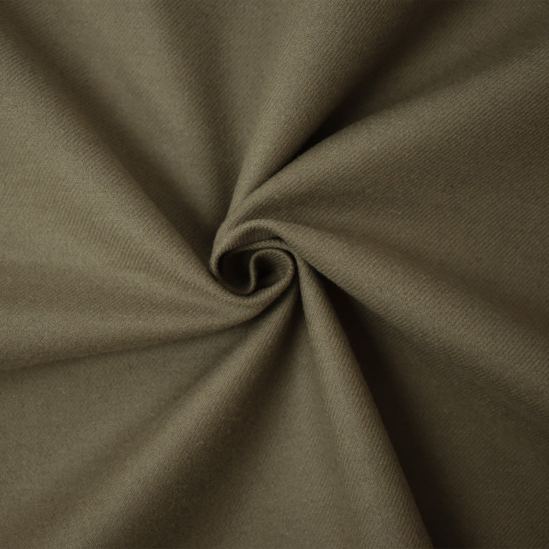 Taupe Brown Wool Blend Solid Twill Woven Jacketing Fabric