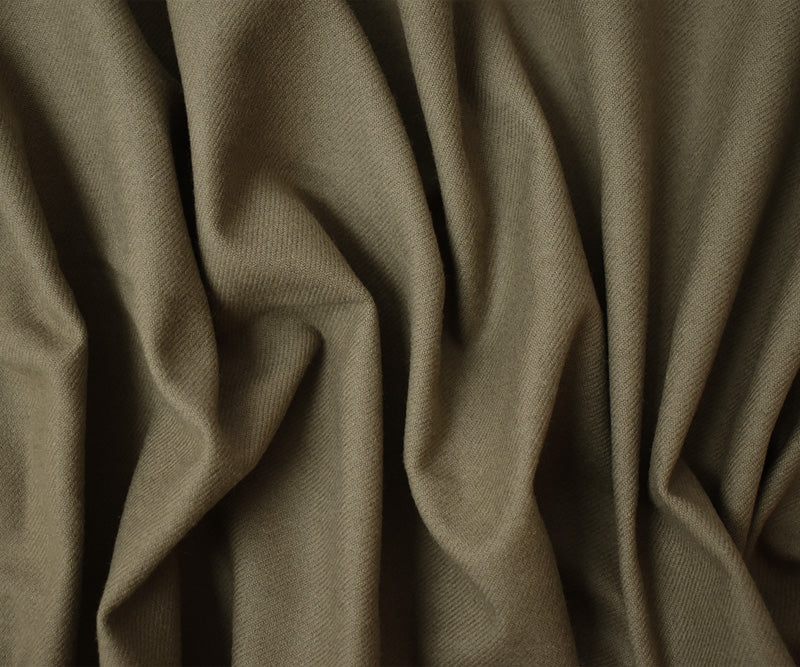 Taupe Brown Wool Blend Solid Twill Woven Jacketing Fabric