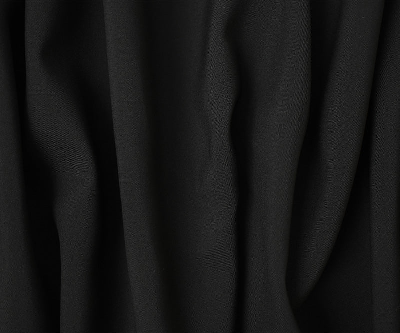 Black Tropical Wool Poly Solid Woven Shirting Fabric