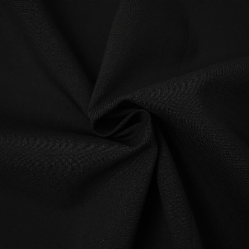 Black Tropical Wool Poly Solid Woven Shirting Fabric