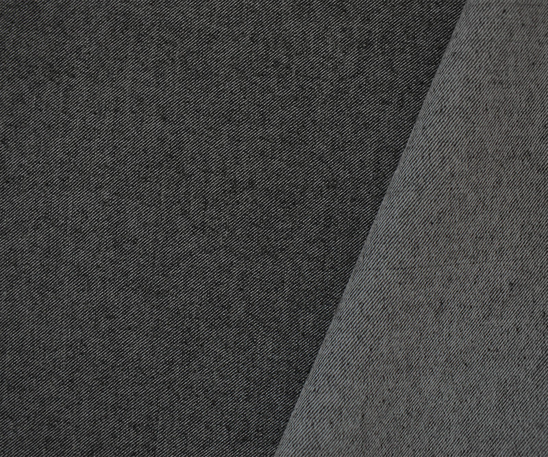 Black-White Wool Blend Stretch Twill Denim Woven Fabric