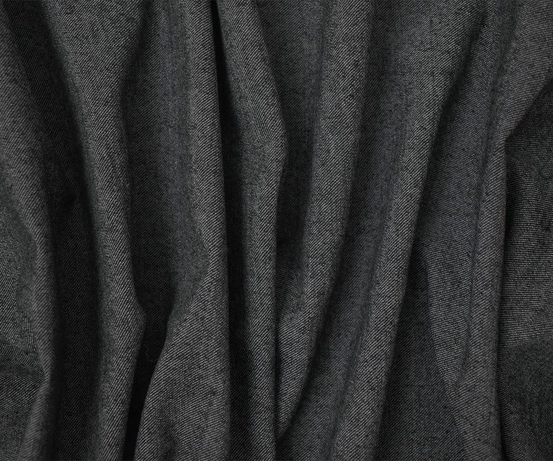 Black-White Wool Blend Stretch Twill Denim Woven Fabric