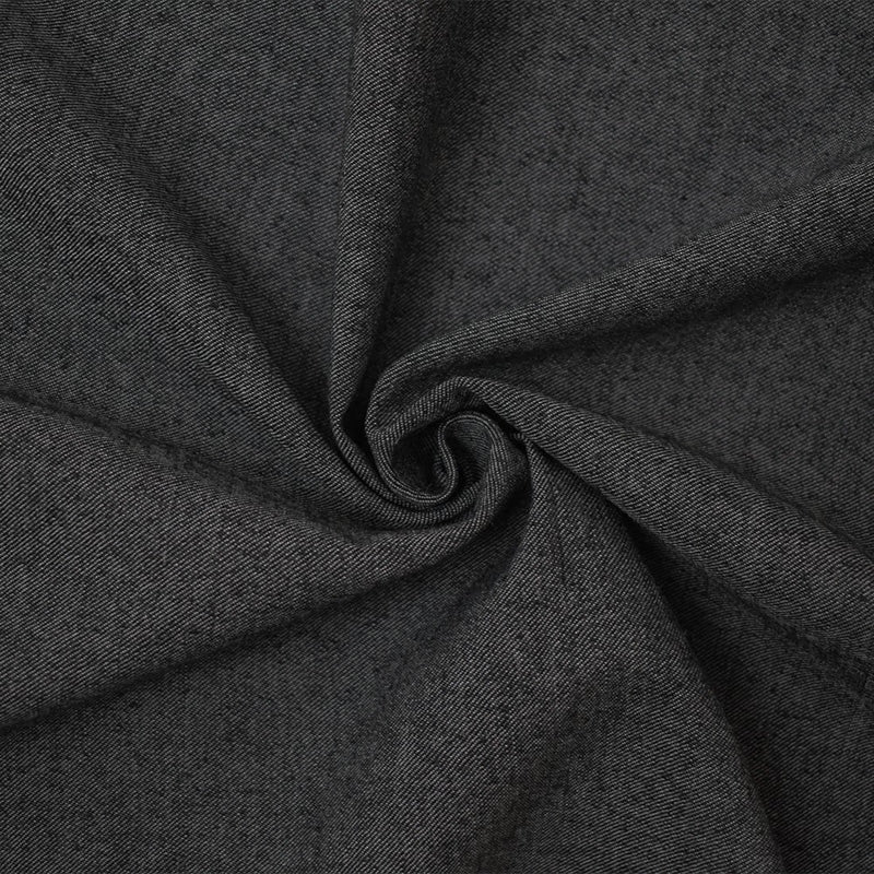 Black-White Wool Blend Stretch Twill Denim Woven Fabric
