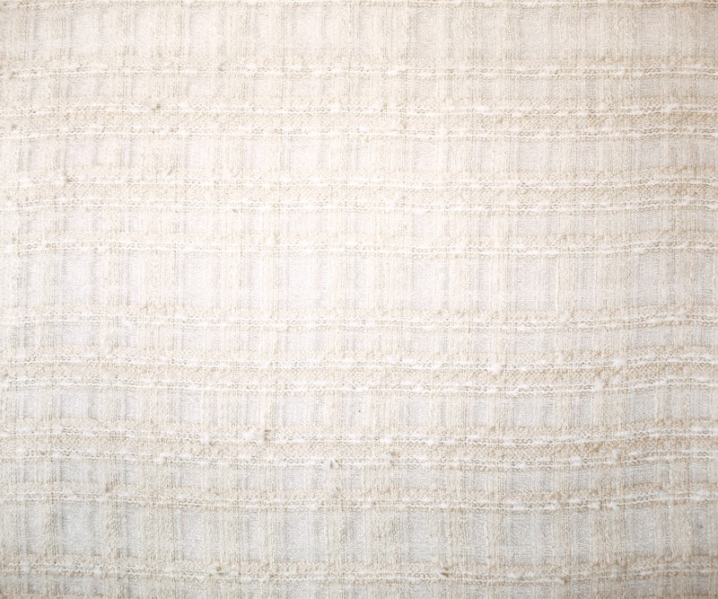 White-Silver Nylon Blend Semi-Sheer Plaid Metallic Woven Fabric