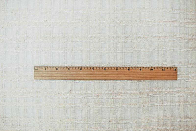 White-Silver Nylon Blend Semi-Sheer Plaid Metallic Woven Fabric