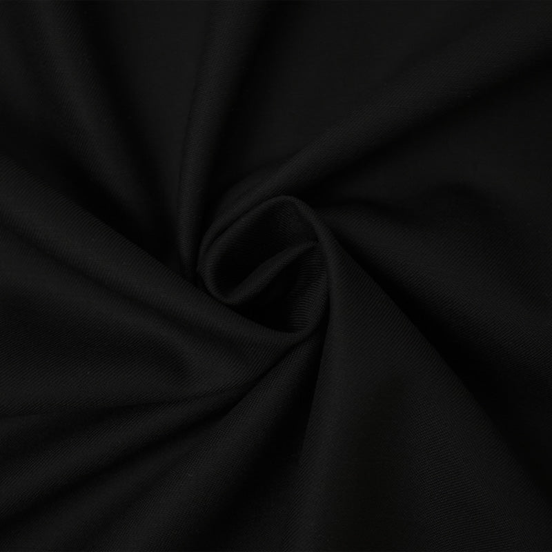 Black Tropical Wool Poly Solid Woven Shirting Fabric