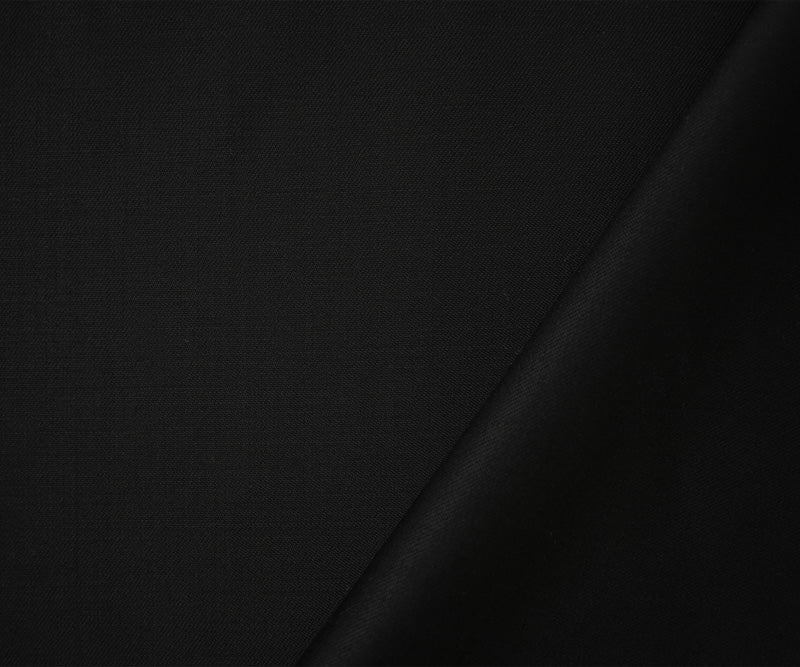 Black Tropical Wool Poly Solid Woven Shirting Fabric