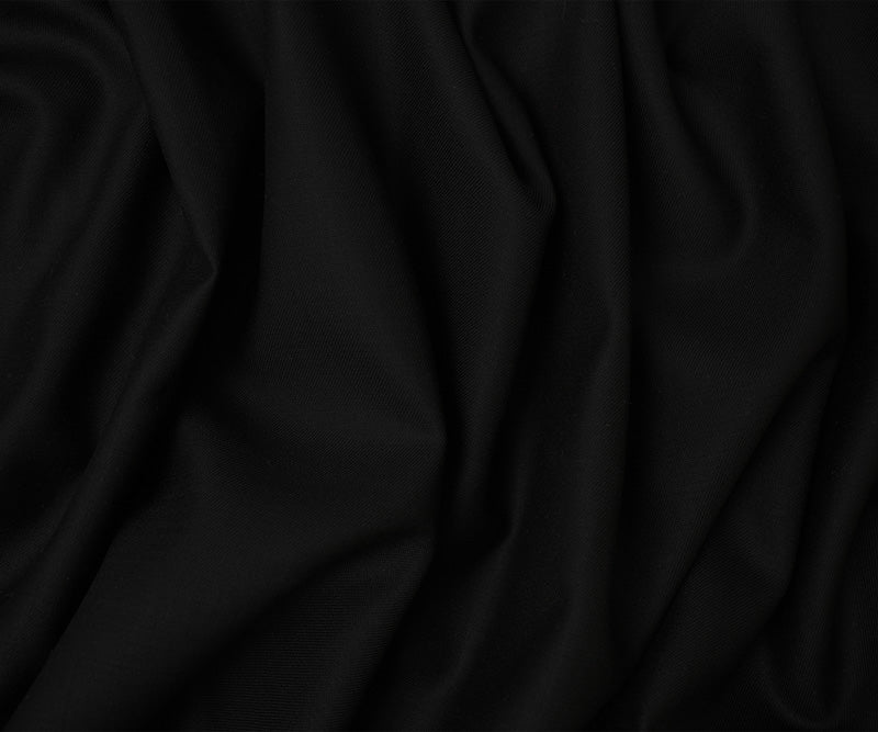 Black Tropical Wool Poly Solid Woven Shirting Fabric