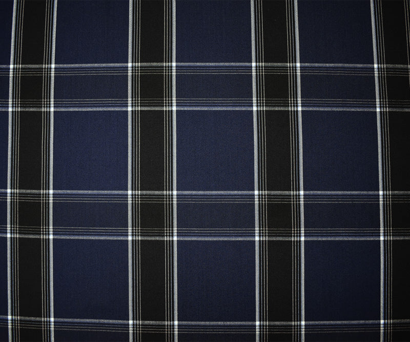 Blue-White-Yellow Poly Wool Japanese Plaid Twill Suiting Fabric