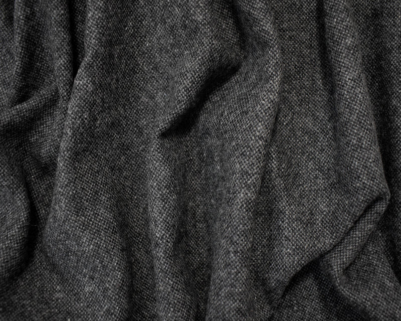 Gray-Black Wool Poly Texture Double Brushed Plain Woven Jacketing Fabric