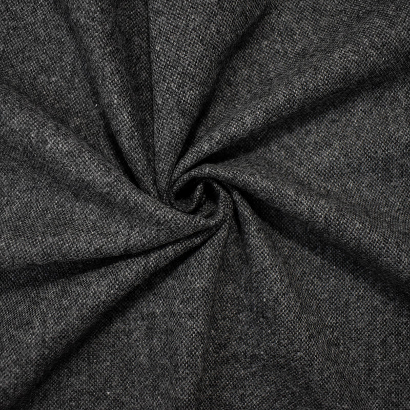 Gray-Black Wool Poly Texture Double Brushed Plain Woven Jacketing Fabric