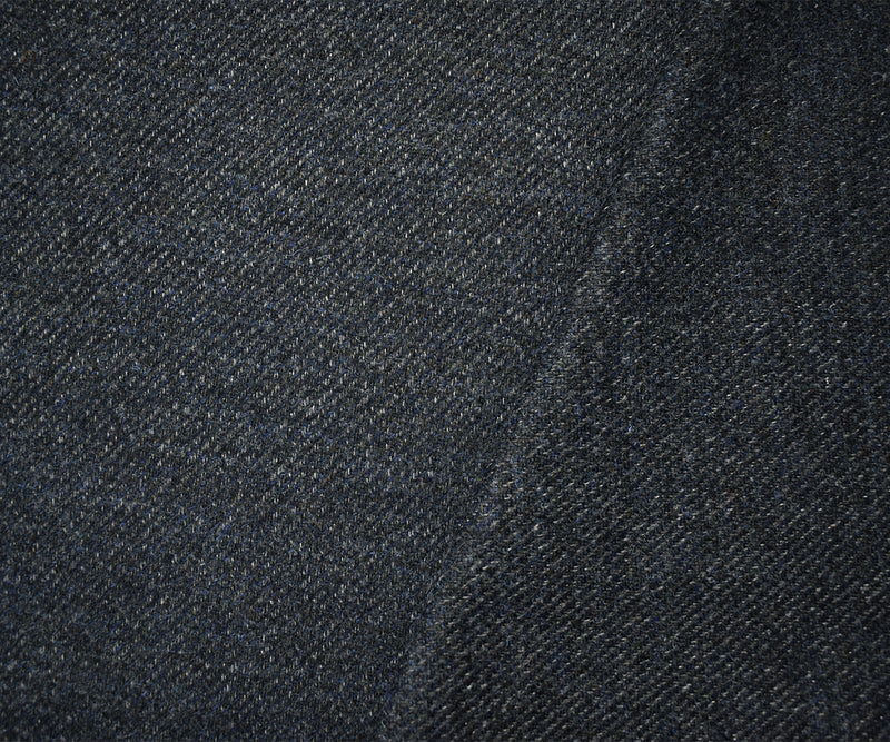 Blue-Black-Gray Wool Poly Slub Twill Woven Jacketing Fabric