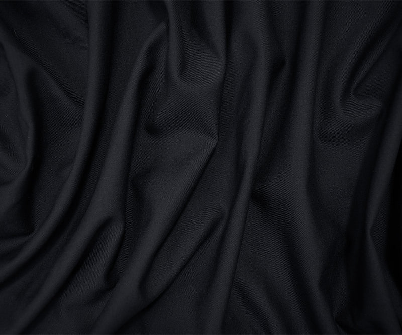 Deep Midnight Blue Wool Cotton Solid Twill Woven Suiting Fabric
