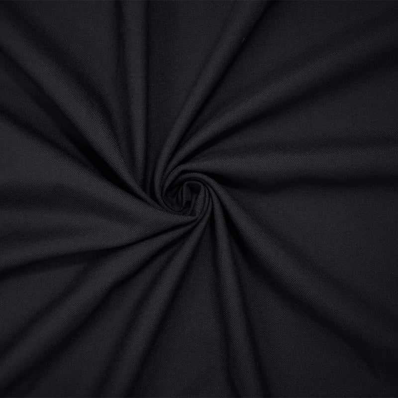 Deep Midnight Blue Wool Cotton Solid Twill Woven Suiting Fabric