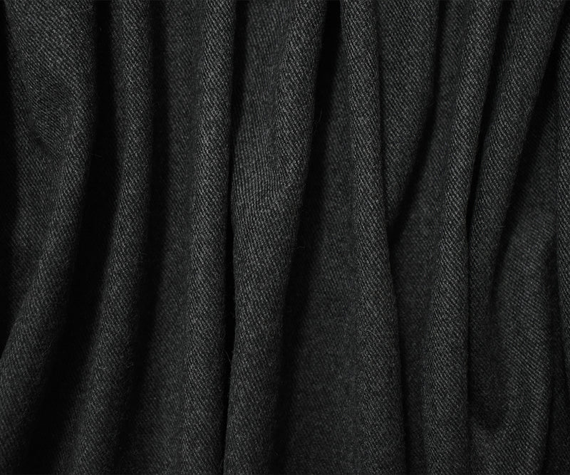 Black-Gray Wool Poly Slub Twill Woven Jacketing Fabric