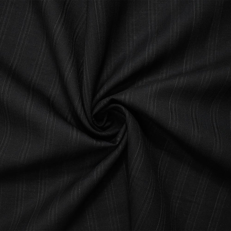 Black-Gray Wool Rayon Stripe Woven Shirting Fabric