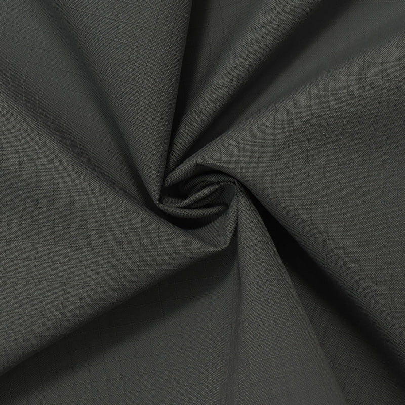 Gray Wool Poly Ripstop Woven Shirting Fabric