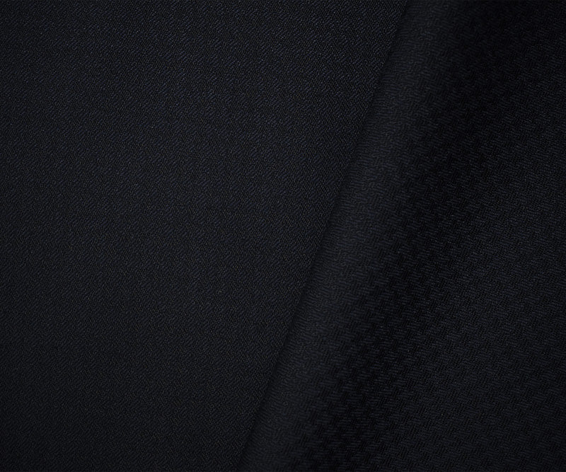 Blue-Black Wool Rayon Houndstooth Twill Woven Suiting Fabric