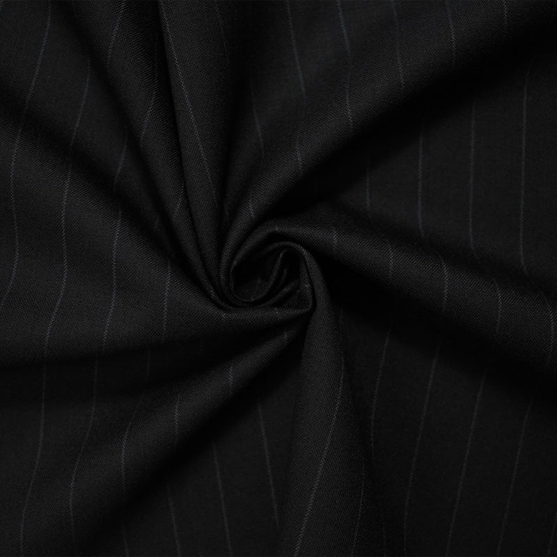 Black-Gray Wool Rayon Stripe Woven Shirting Fabric