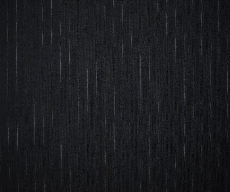 Black-Blue Wool Poly Stripe Woven Shirting Fabric