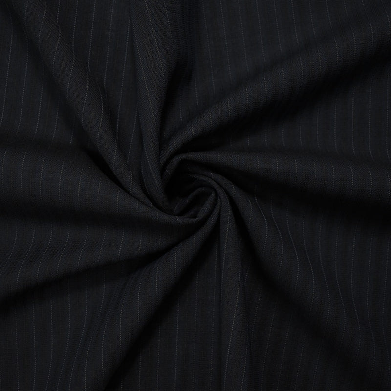 Black-Blue Wool Poly Stripe Woven Shirting Fabric