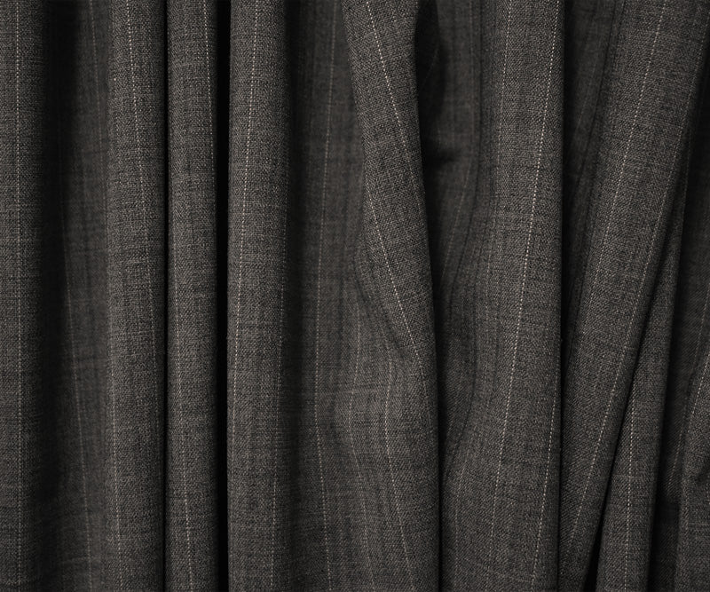 Gray-White Wool Poly Stripe Woven Shirting Fabric