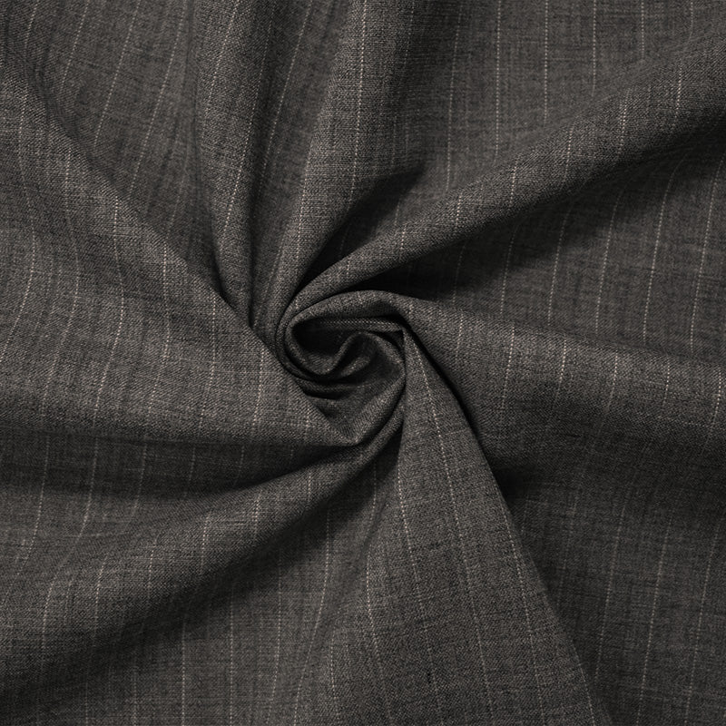 Gray-White Wool Poly Stripe Woven Shirting Fabric