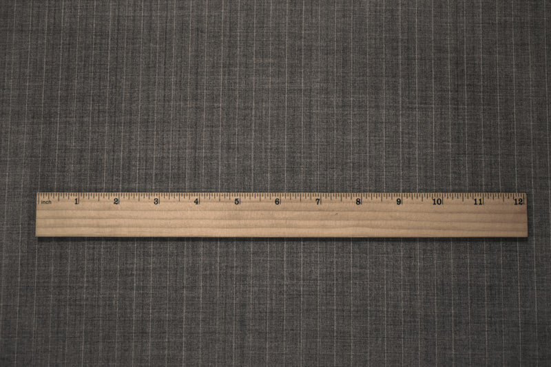 Gray-White Wool Poly Stripe Woven Shirting Fabric