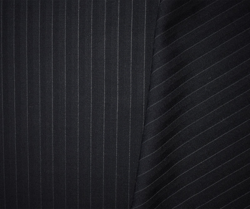 9 YD PC-Black-Gray-Navy Wool Rayon Stripe Woven Shirting Fabric