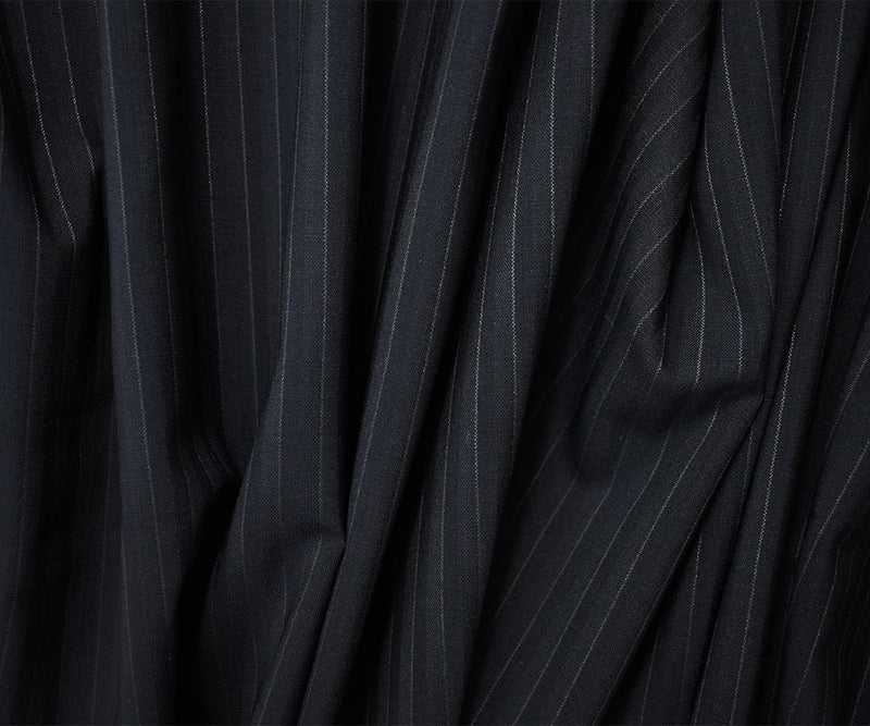 9 YD PC-Black-Gray-Navy Wool Rayon Stripe Woven Shirting Fabric