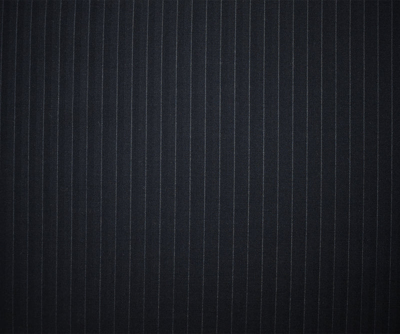 9 YD PC-Black-Gray-Navy Wool Rayon Stripe Woven Shirting Fabric