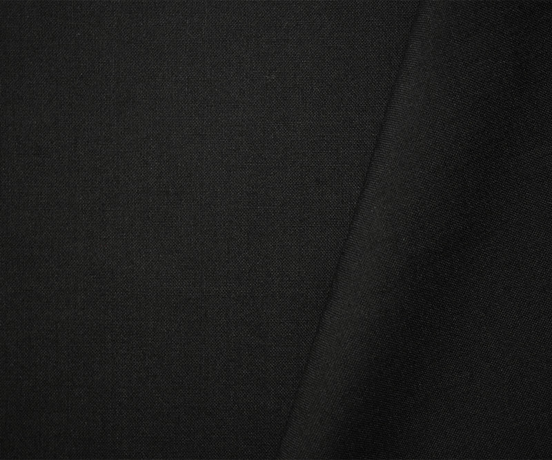 Black Poly Wool Solid Woven Shirting Fabric