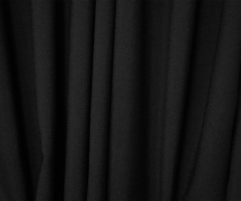Black Poly Wool Solid Woven Shirting Fabric