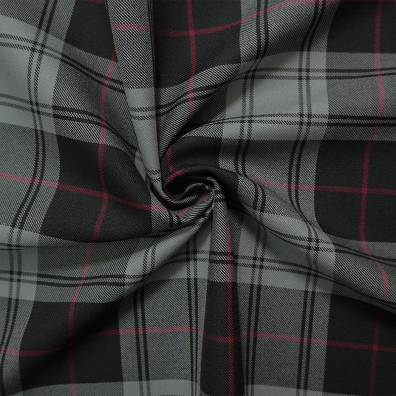 Gray-Multi Poly Wool Plaid Twill Japanese Woven Suiting Fabric