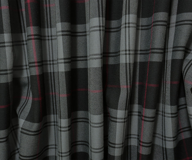 Gray-Multi Poly Wool Plaid Twill Japanese Woven Suiting Fabric