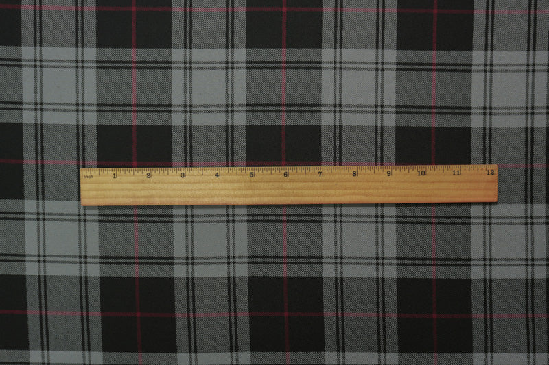 Gray-Multi Poly Wool Plaid Twill Japanese Woven Suiting Fabric