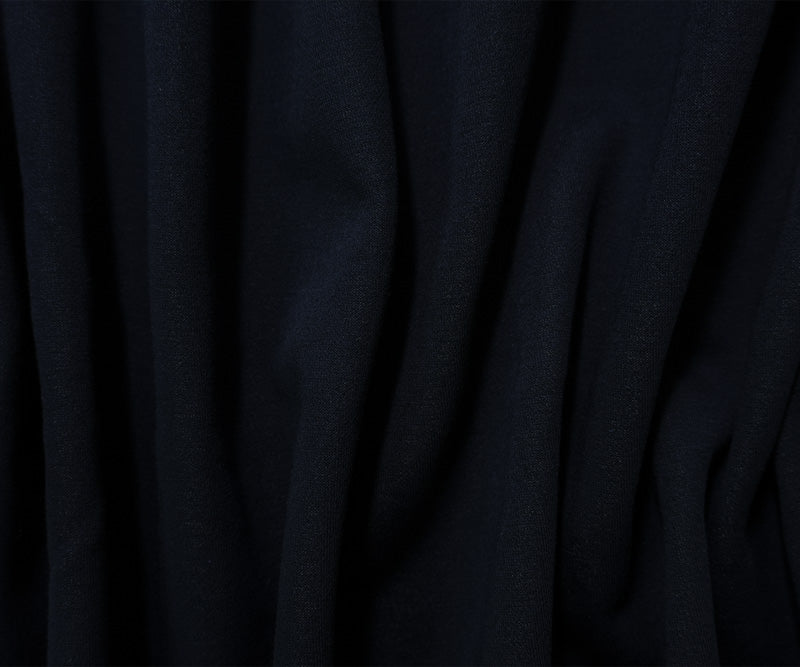 Black-Blue Cotton Blend Spandex Stretch Solid Double Knit Fabric