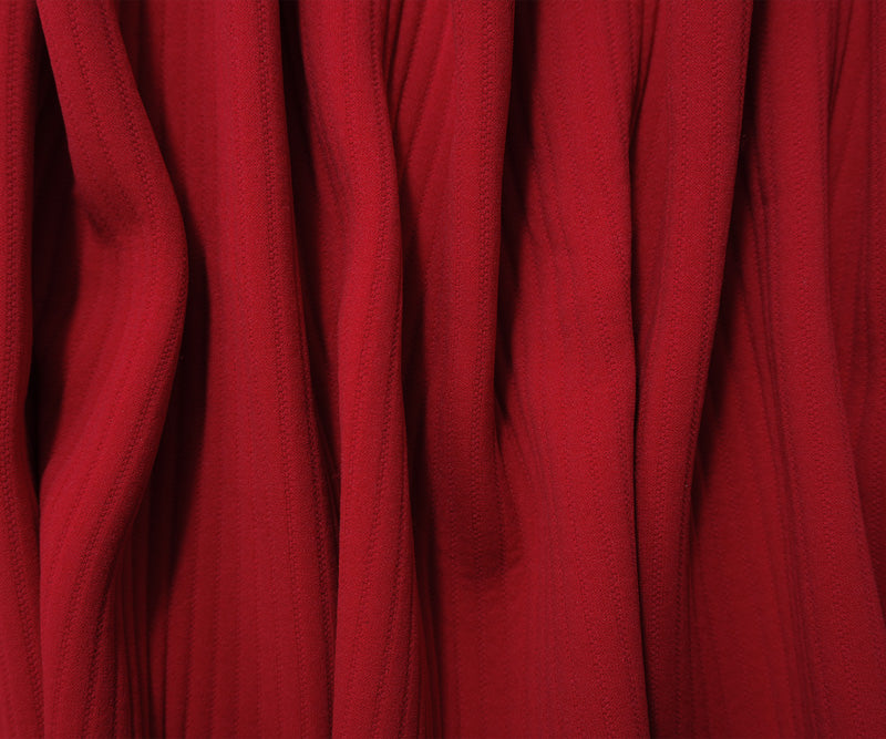 Red Nylon Spandex Striped Ottoman Stretch Double Knit Fabric