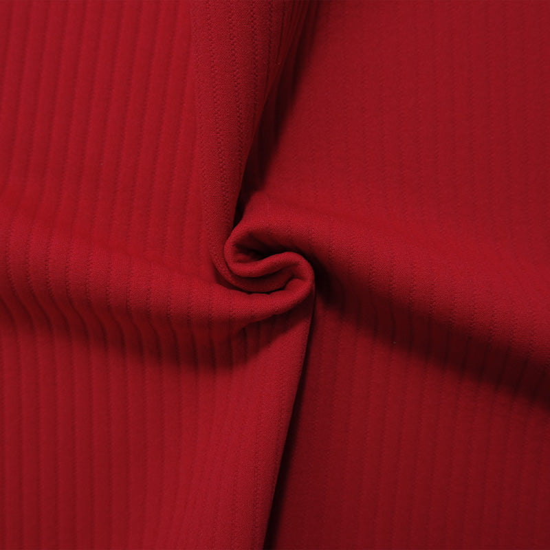 Red Nylon Spandex Striped Ottoman Stretch Double Knit Fabric