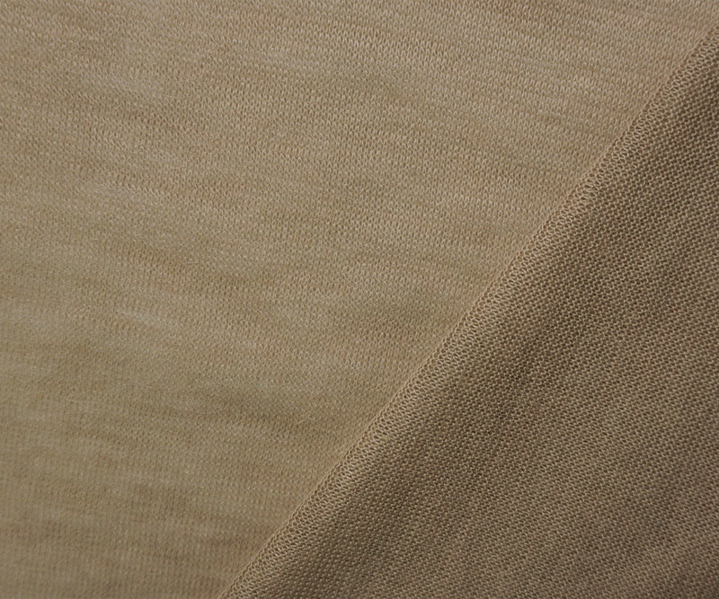 Beige Wool Acrylic Spandex Stretch Solid Jersey Knit Fabric