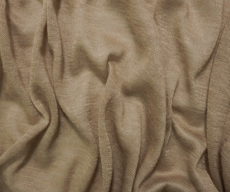 Beige Wool Acrylic Spandex Stretch Solid Jersey Knit Fabric