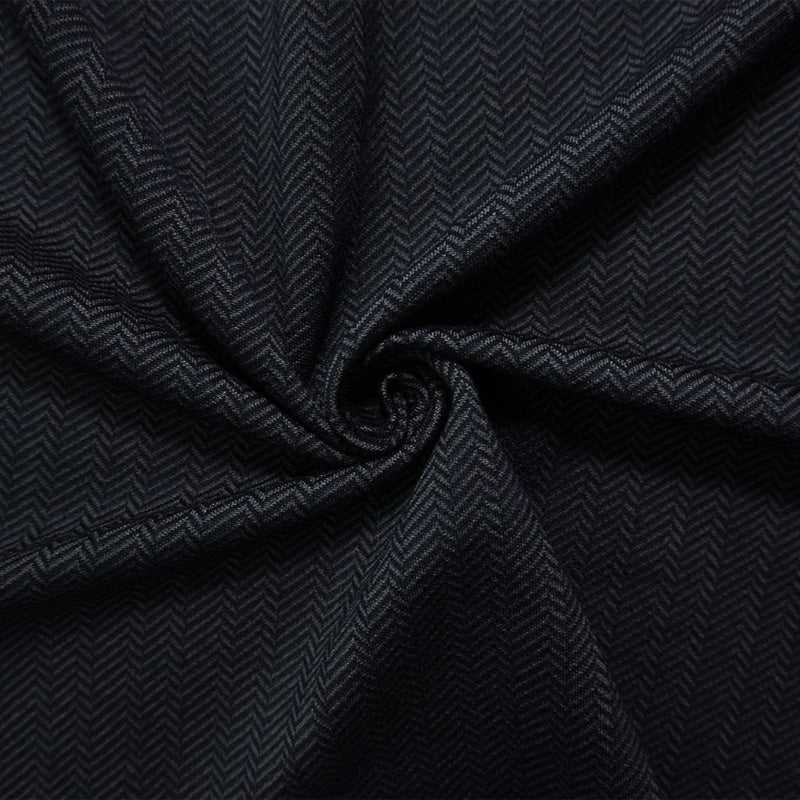 Blue-Gray Wool Poly Spandex Stretch Herringbone Double Knit Fabric