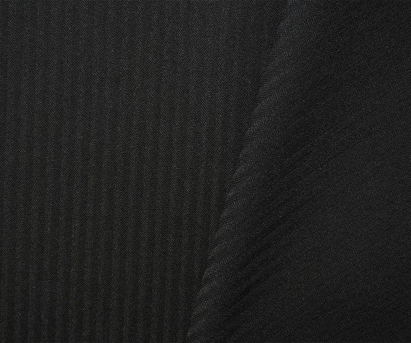 Black Wool Rayon Herringbone Twill Woven Shirting Fabric