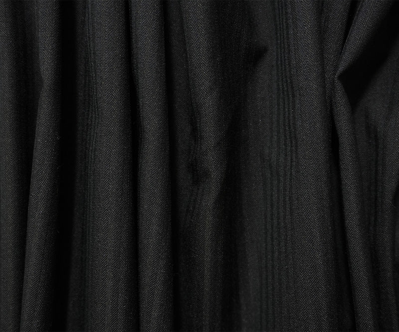 Black Wool Rayon Herringbone Twill Woven Shirting Fabric