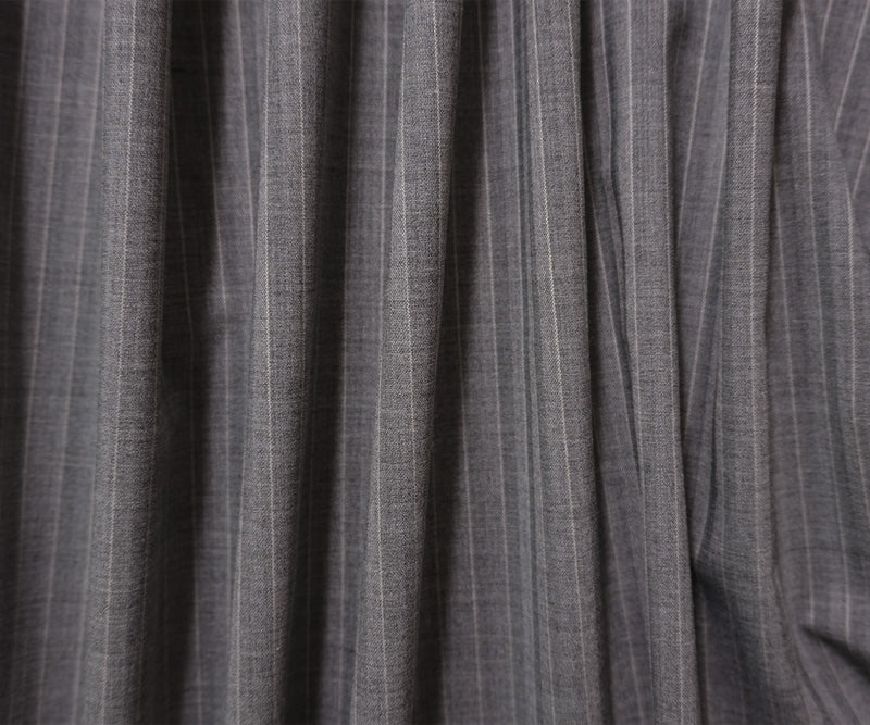 Gray Wool Poly Stripe Woven Shirting Fabric